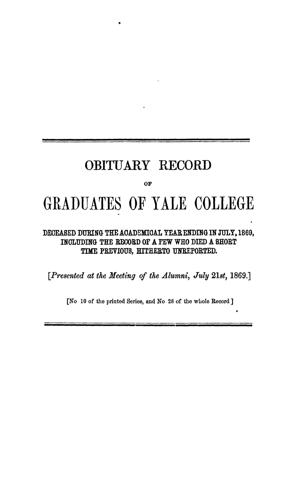 1868-1869 Obituary Record of Graduates of Yale University