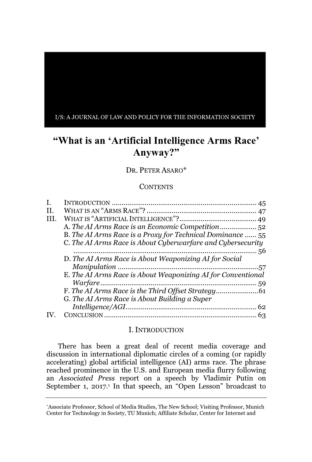 “What Is an 'Artificial Intelligence Arms Race' Anyway?”