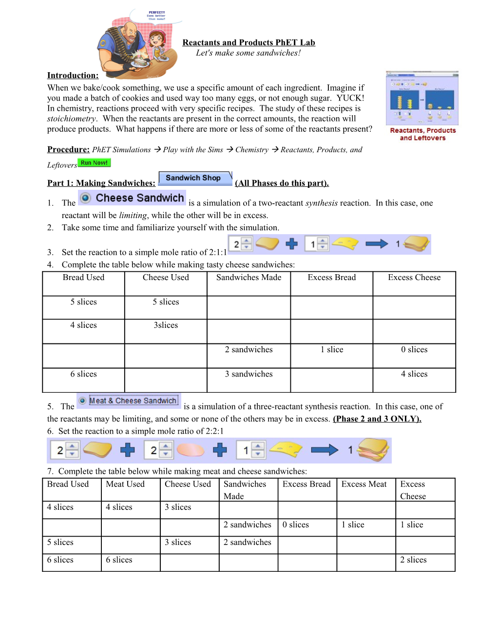 Reactants and Products Phet Lab