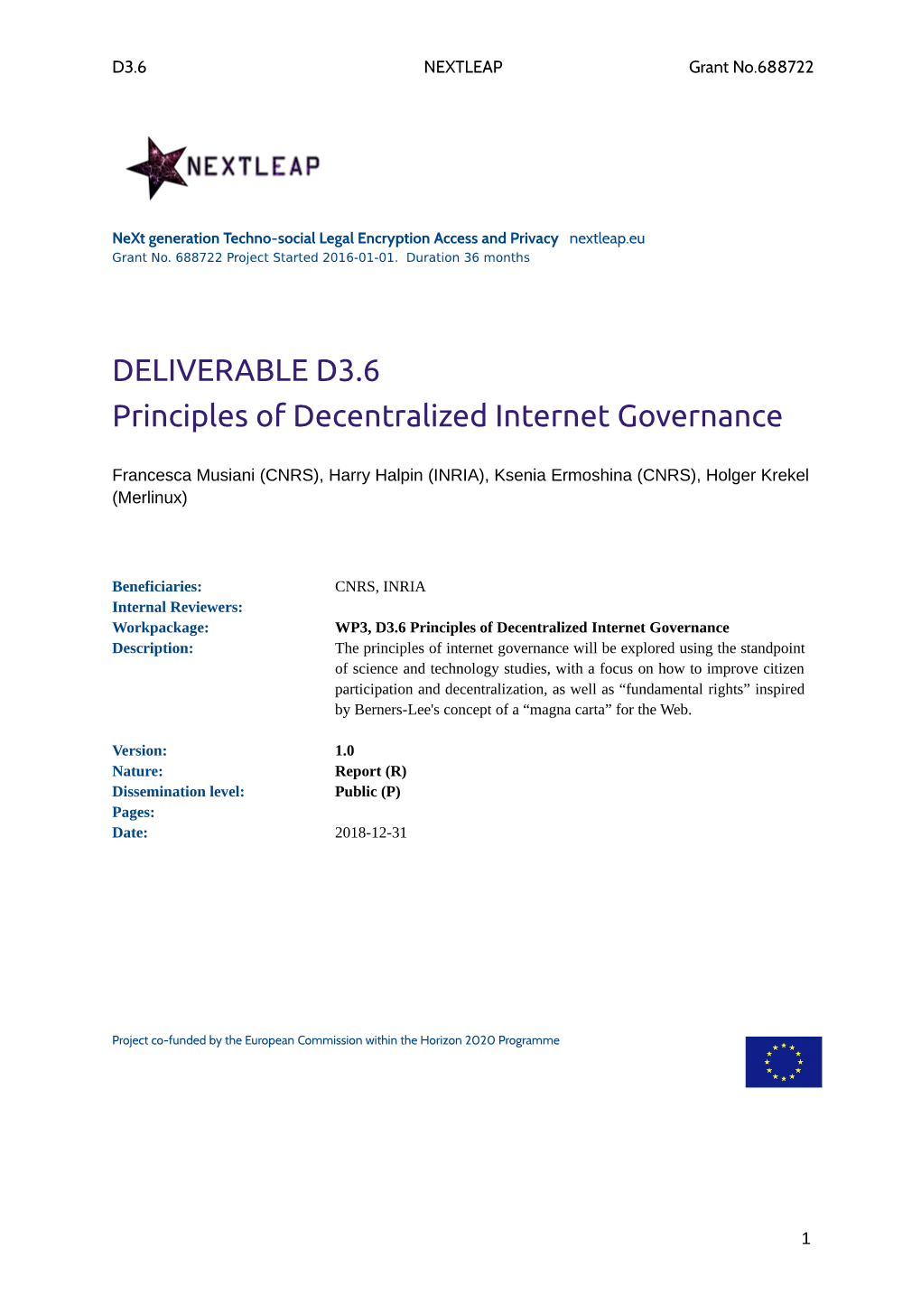 D3.6 -- Principles of Decentralized Internet Governance
