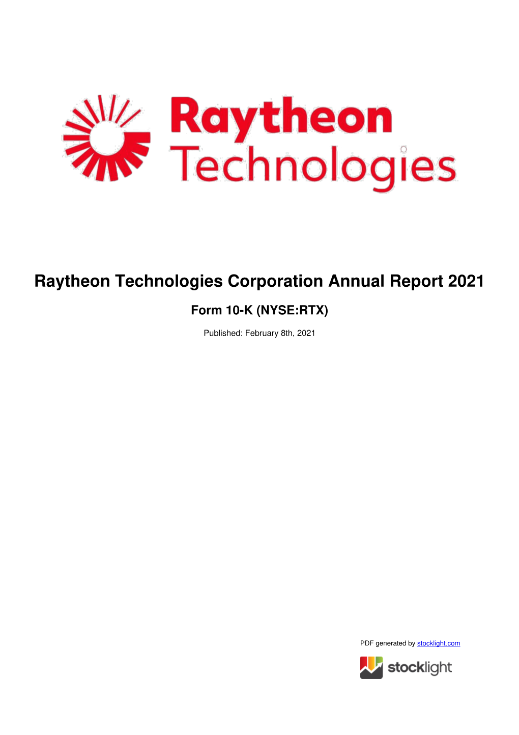 Raytheon Technologies Corporation Annual Report 2021