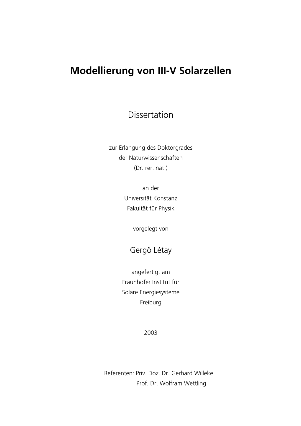 Modellierung Von III-V Solarzellen