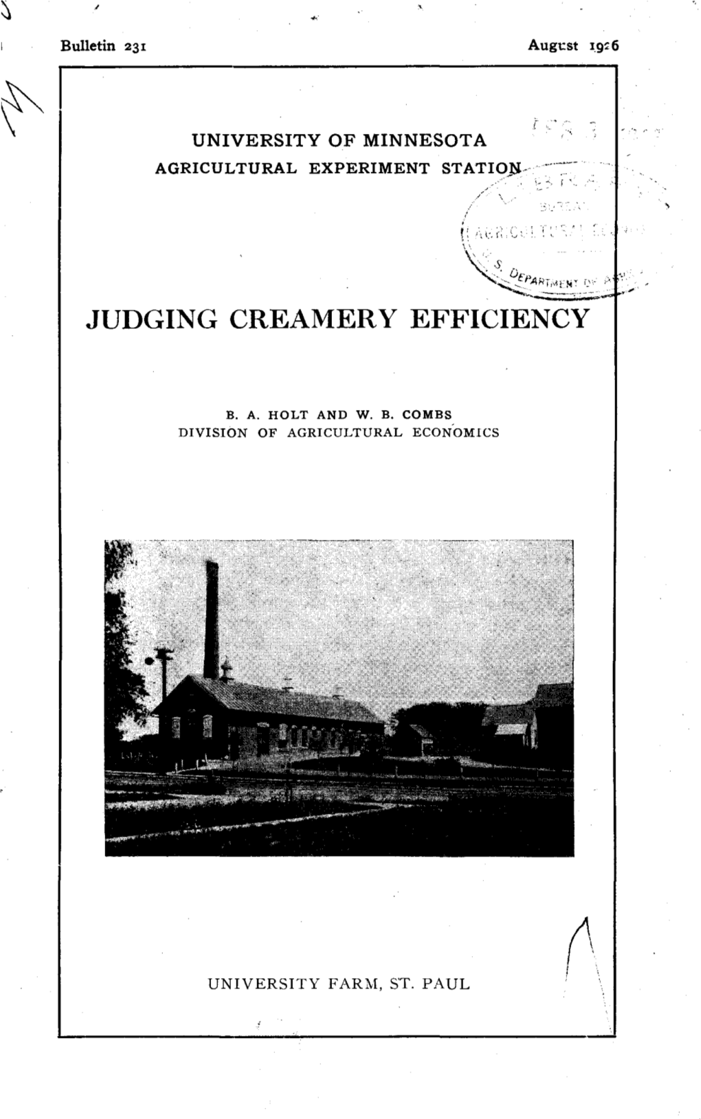 Judging Creamery Efficiency