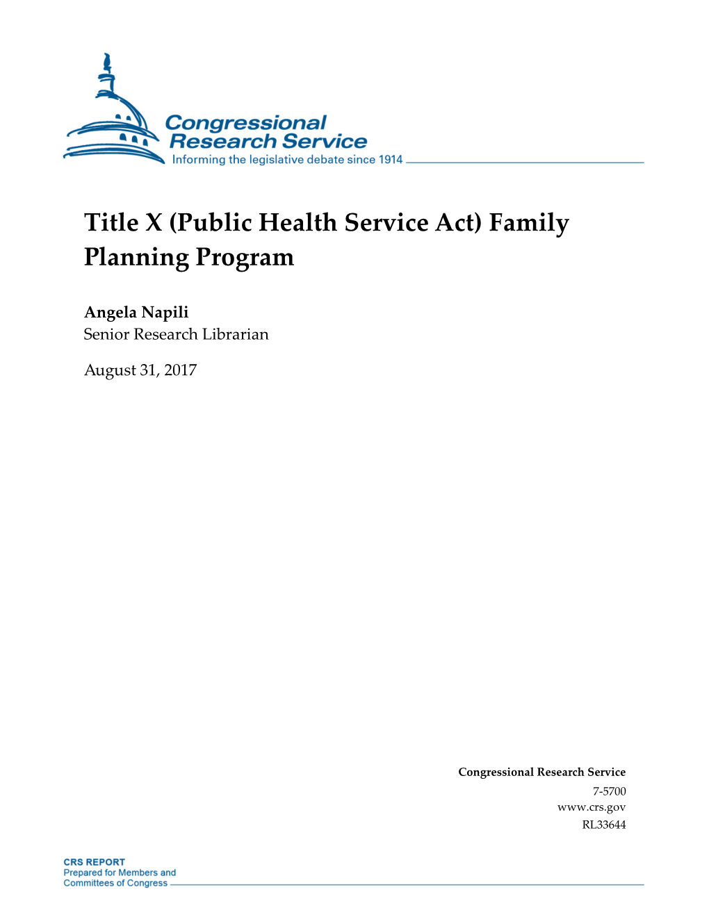 Title X (Public Health Service Act) Family Planning Program