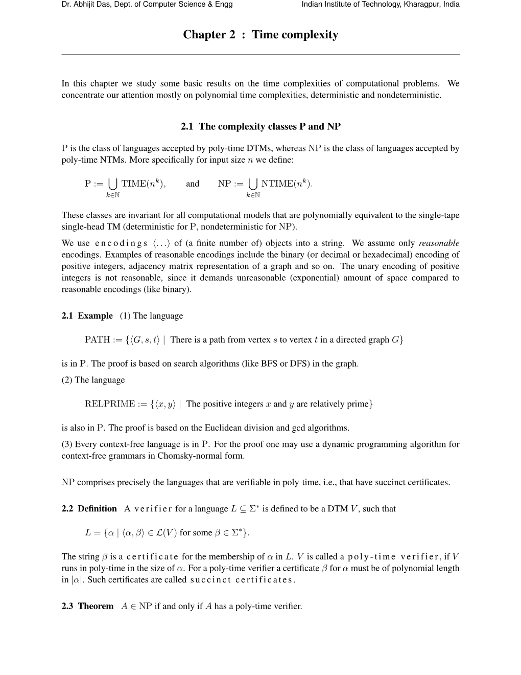 Chapter 2 : Time Complexity