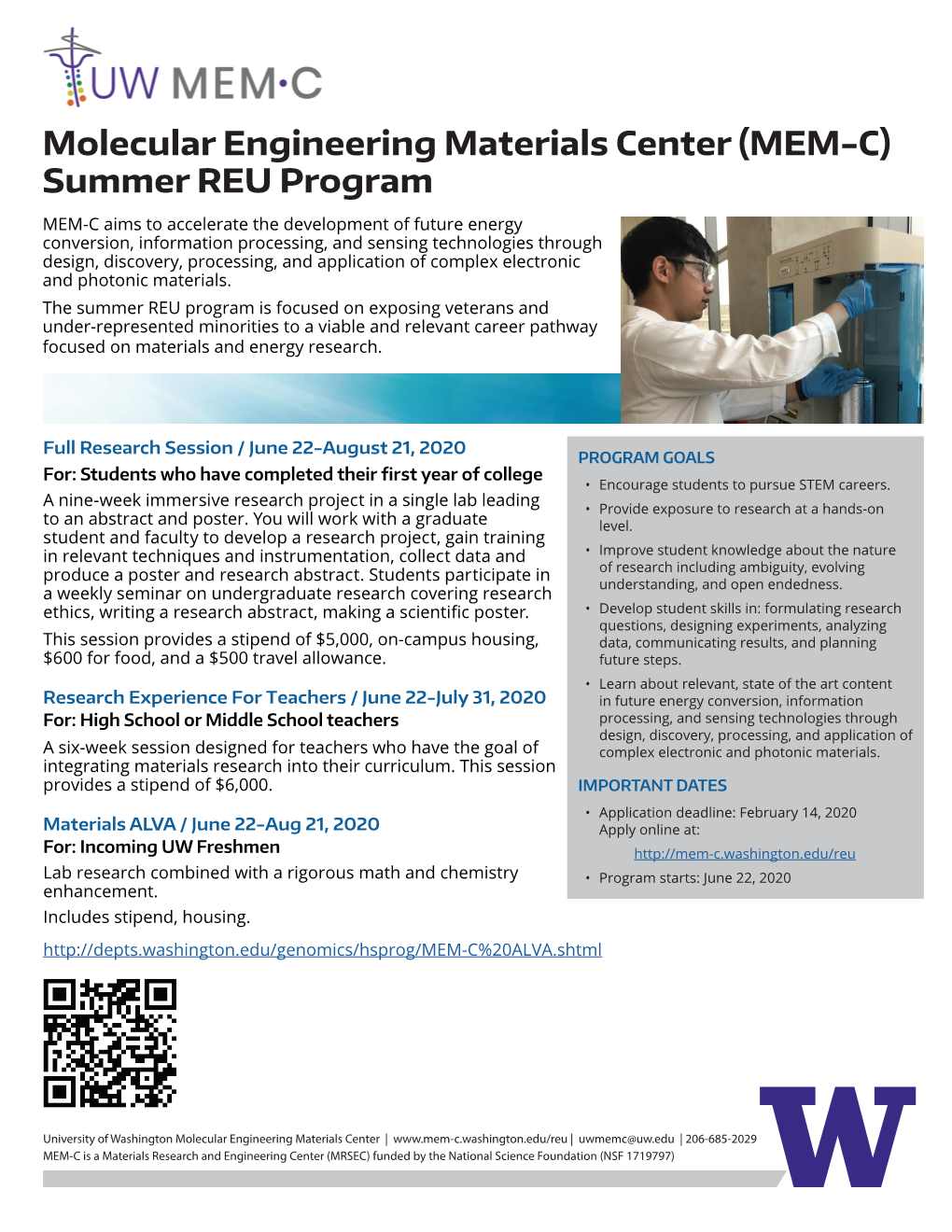 Molecular Engineering Materials Center (MEM-C) Summer REU Program