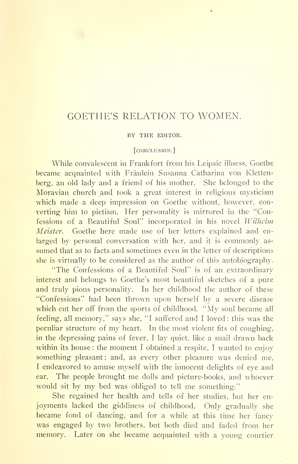 Goethe's Relation to Women. Conclusion. (Illustrated.)