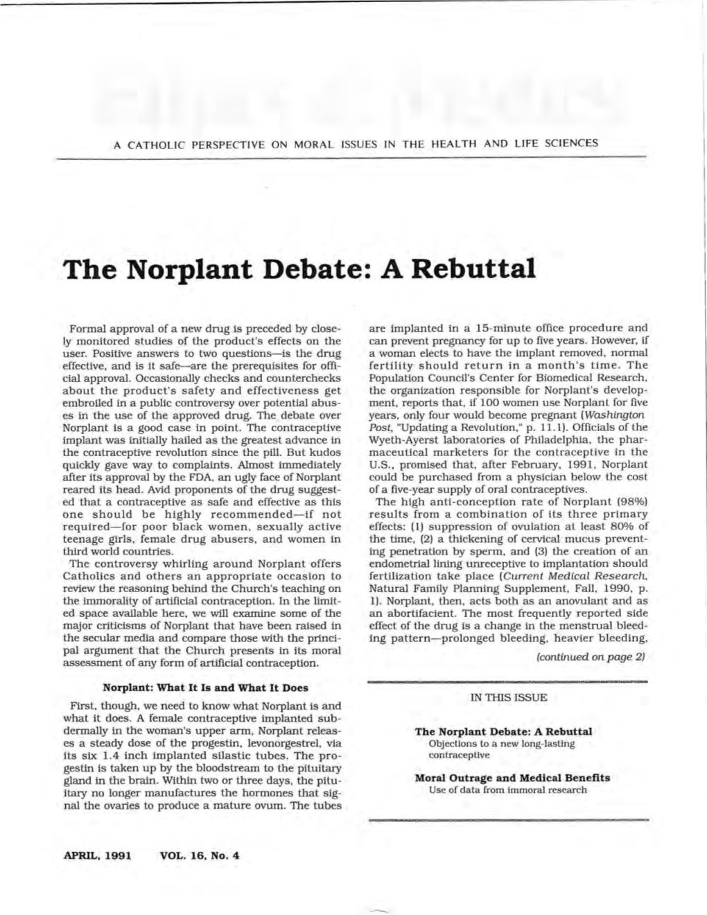 The Norplant Debate: a Rebuttal