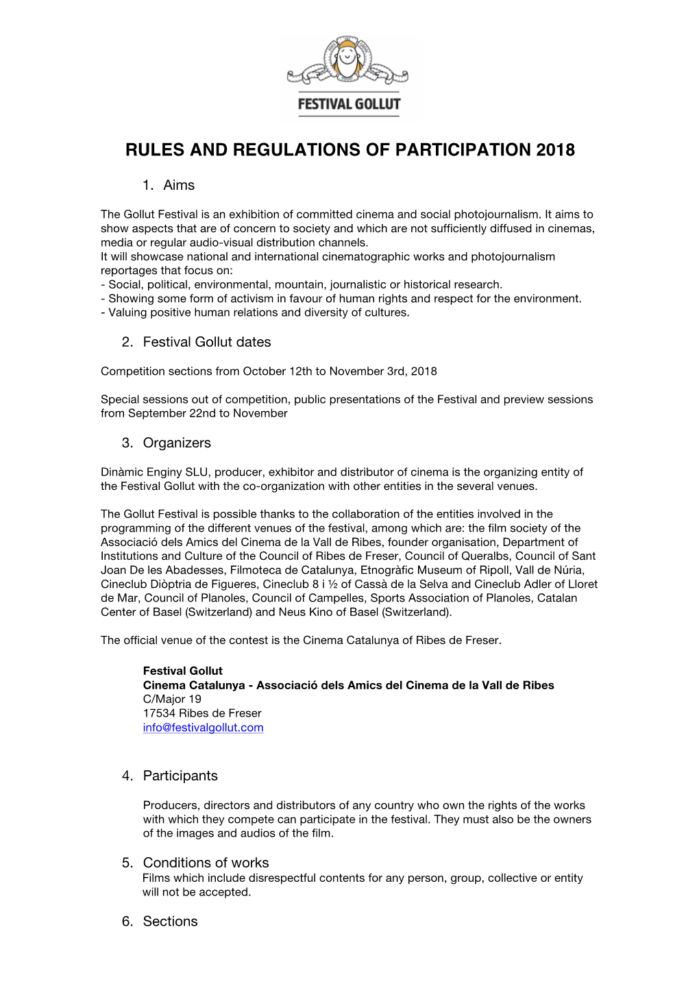 Rules and Regulations of Participation 2018