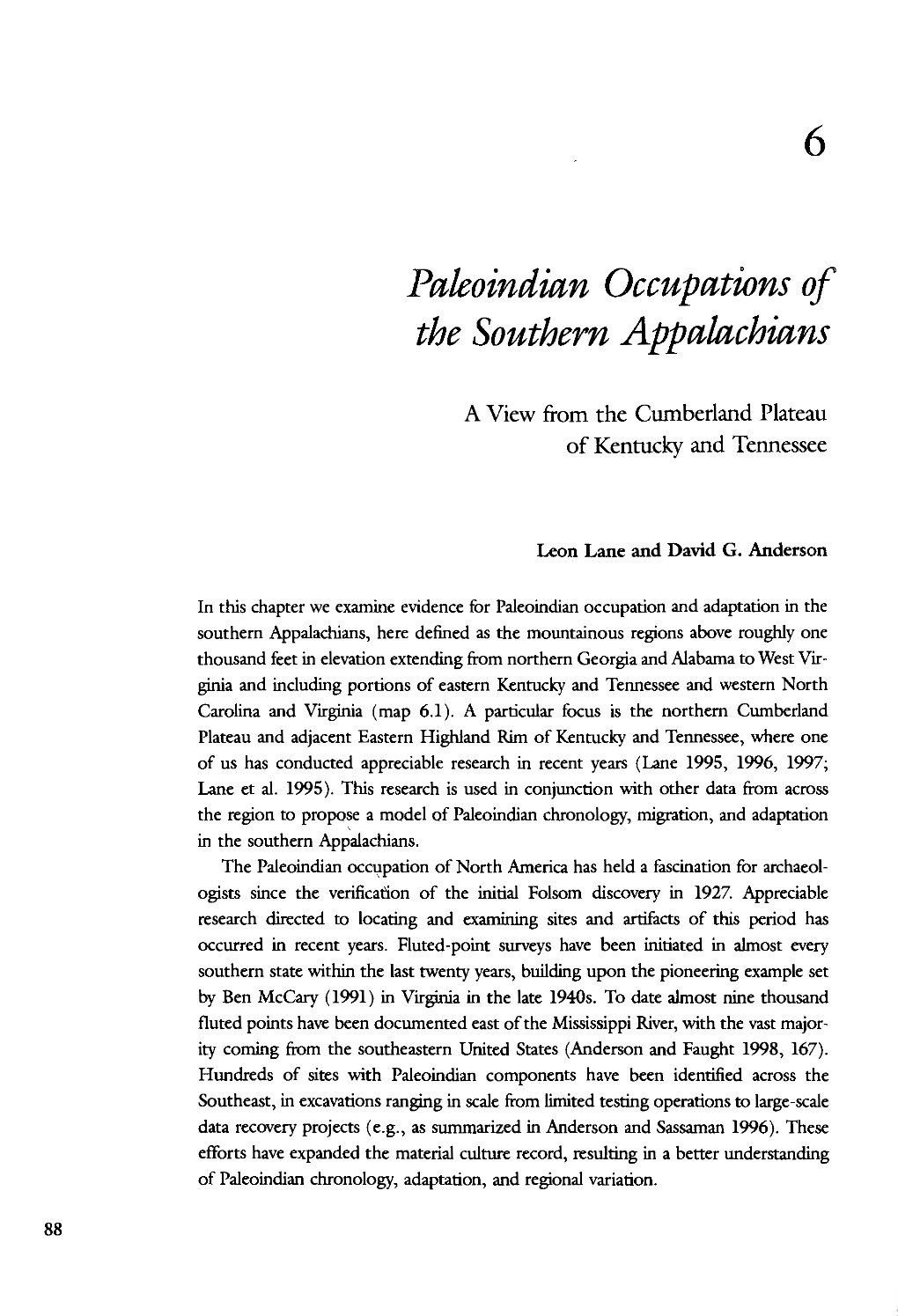 Pakoindian Occupations of the Southern Appalachians