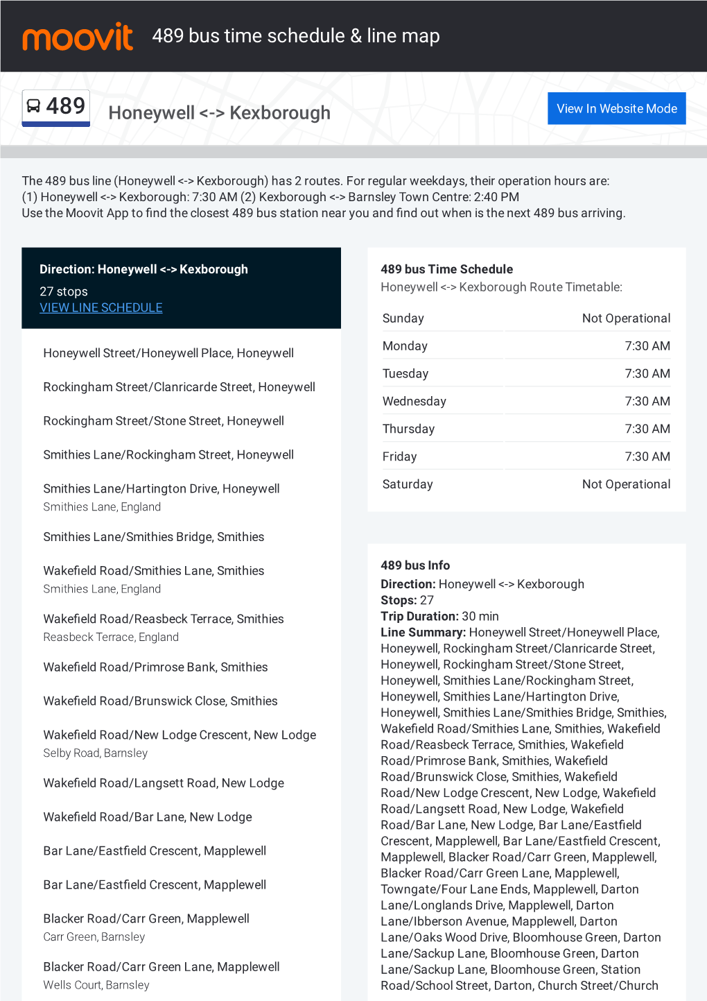 489 Bus Time Schedule & Line Route