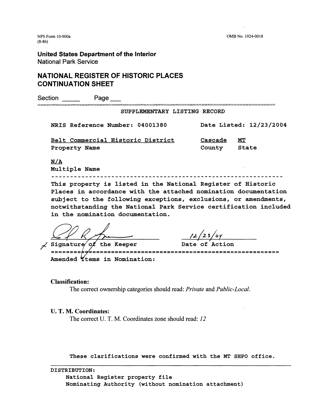 National Register of Historic Places Continuation Sheet