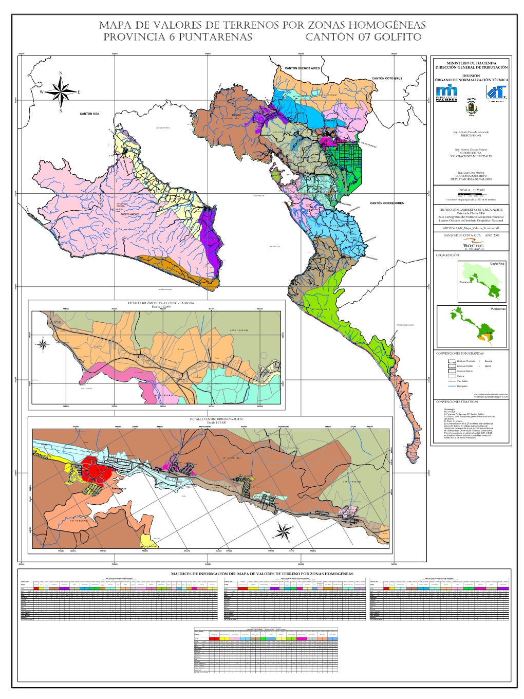 Mapa De Valores De Terrenos Por Zonas Homogéneas Provincia 6 Puntarenas Cantón 07 Golfito