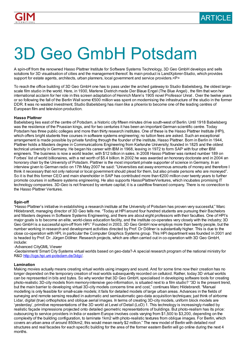 3D Geo Gmbh Potsdam