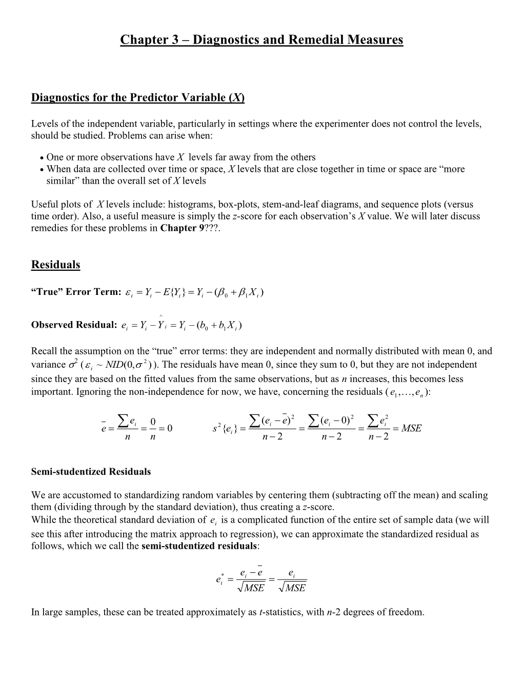 Chapter 3 – Diagnostics and Remedial Measures