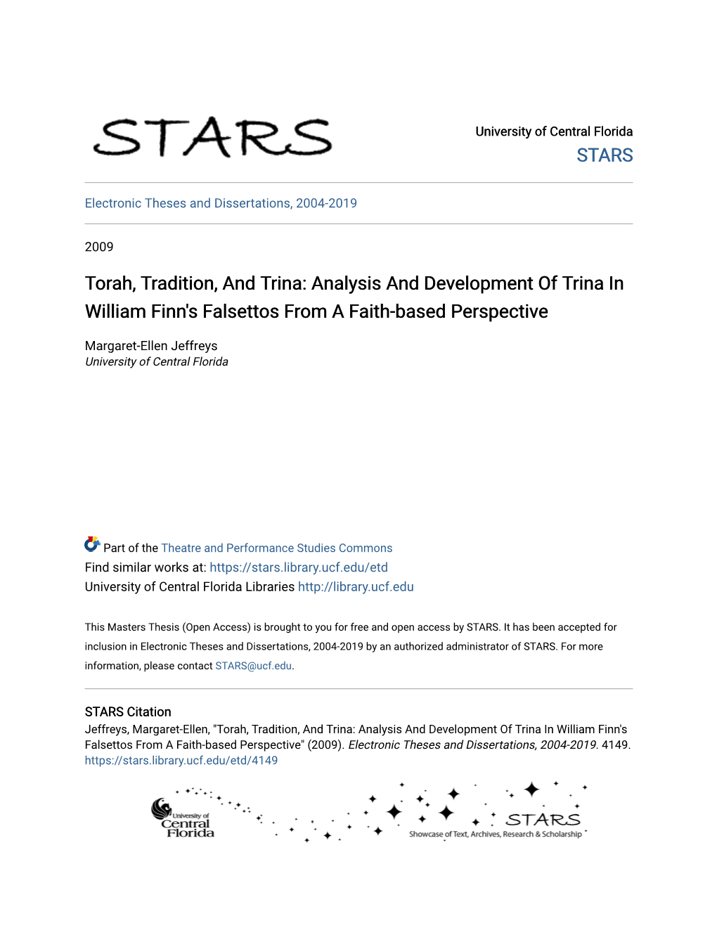 Analysis and Development of Trina in William Finn's Falsettos from a Faith-Based Perspective