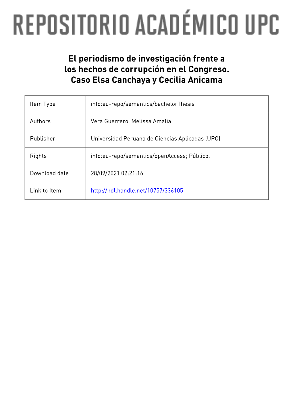 El Periodismo De Investigación Frente a Los Hechos De Corrupción En El Congreso