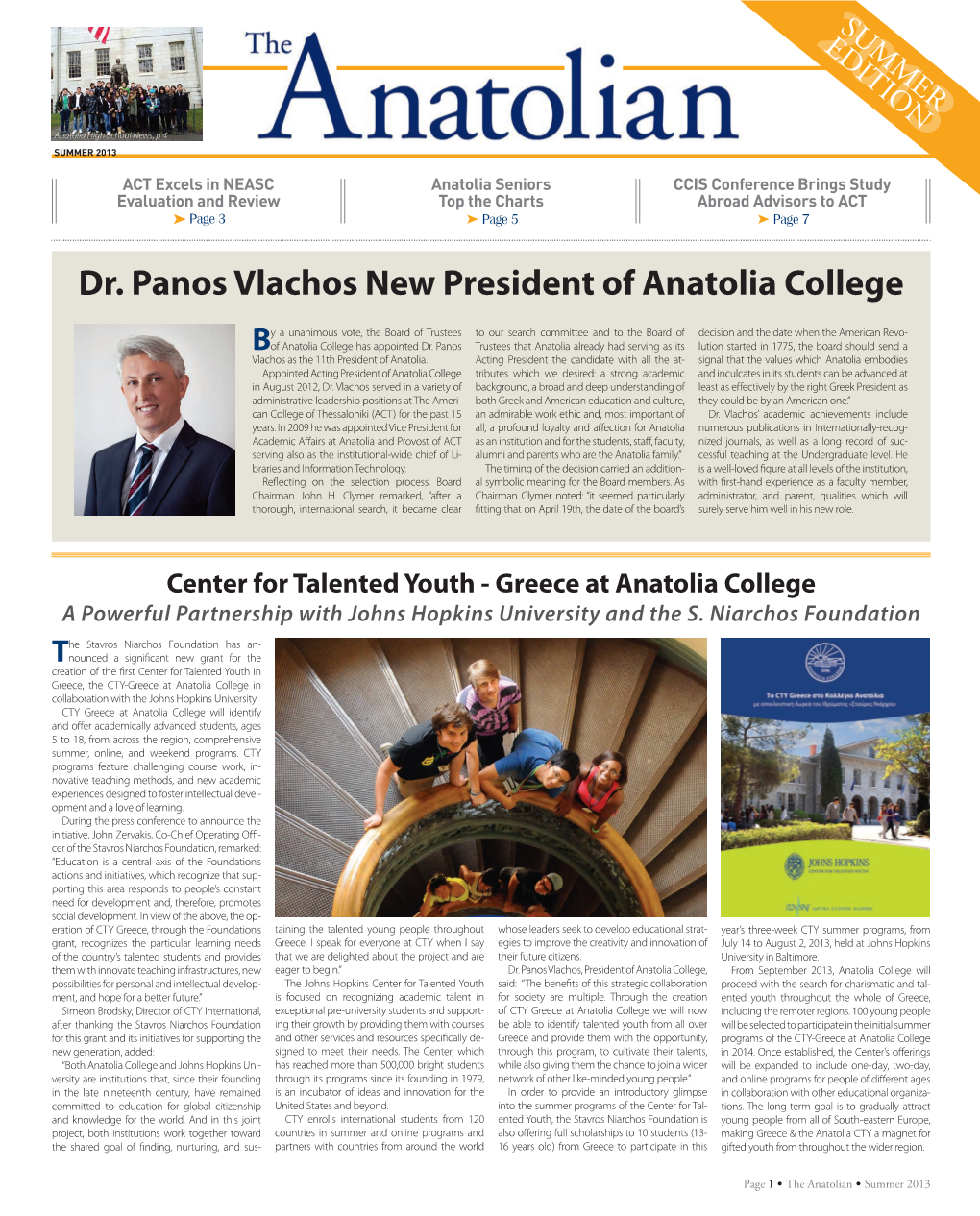 Dr. Panos Vlachos New President of Anatolia College