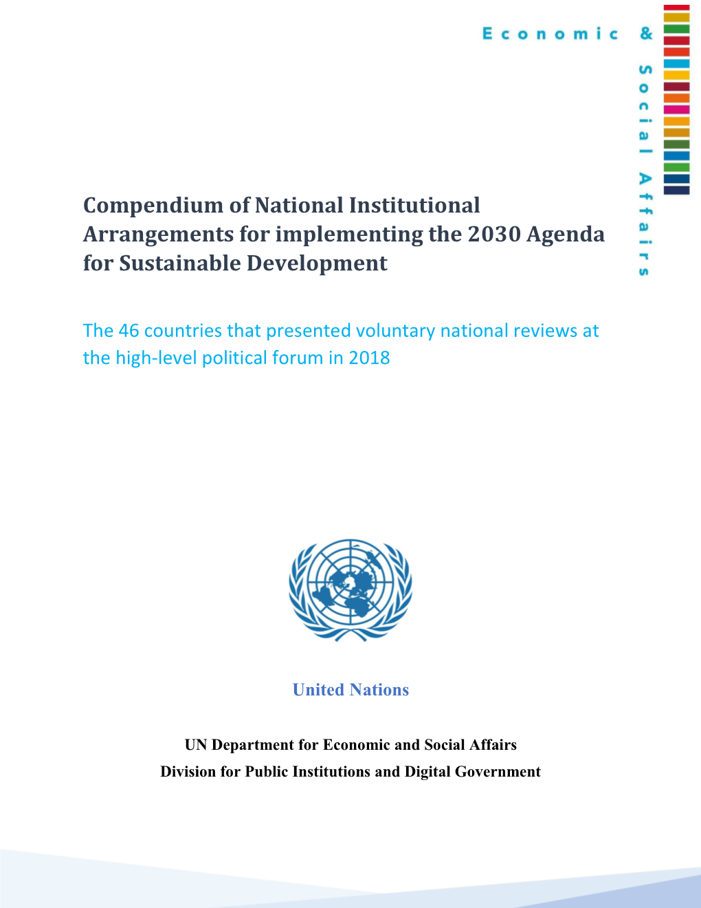 Compendium of National Institutional Arrangements for Implementing the 2030 Agenda for Sustainable Development