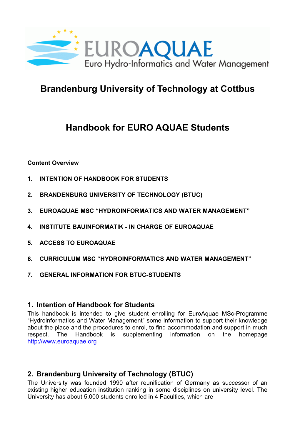 Euroaquae Handbook Cottbus