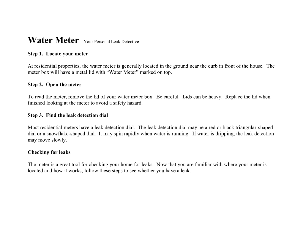 Water Meter – Your Personal Leak Detective