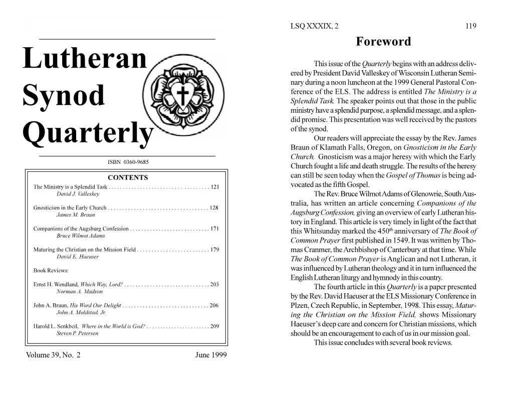 Lutheran Synod Quarterly, September 1996, Vol