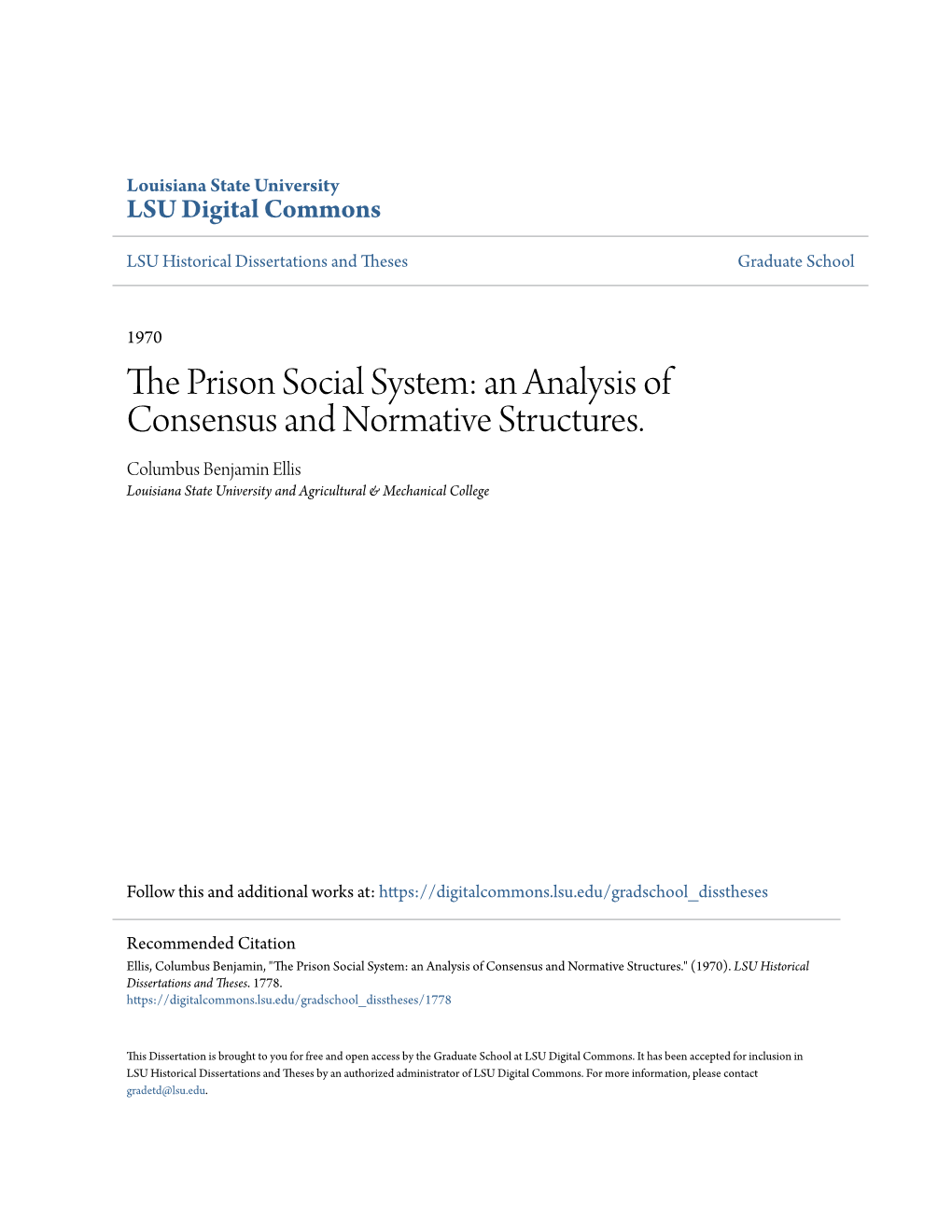 The Prison Social System: an Analysis of Consensus and Normative Structures