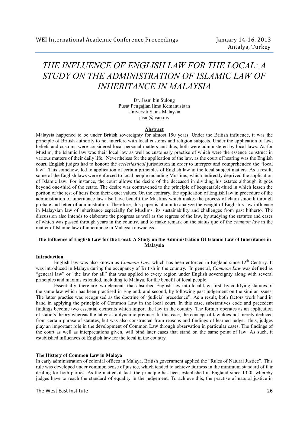 A Study on the Administration of Islamic Law of Inheritance in Malaysia