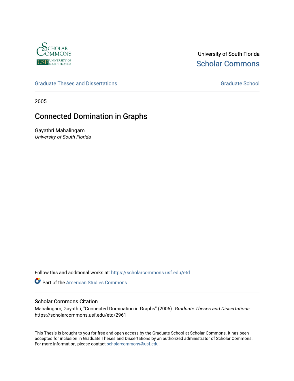 Connected Domination in Graphs