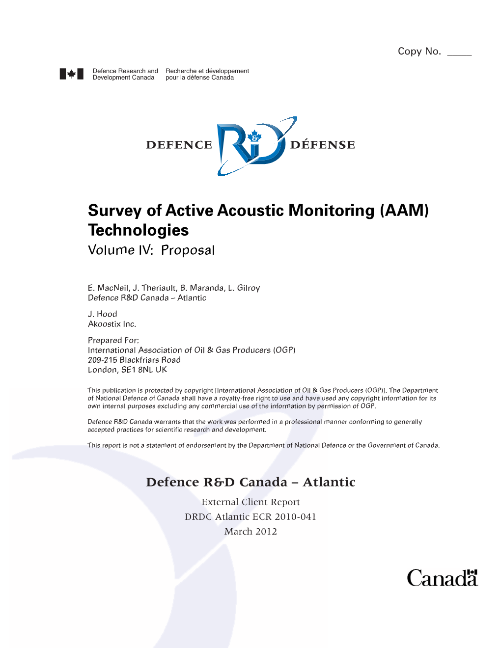 Survey of Active Acoustic Monitoring (AAM) Technologies Volume IV: Proposal