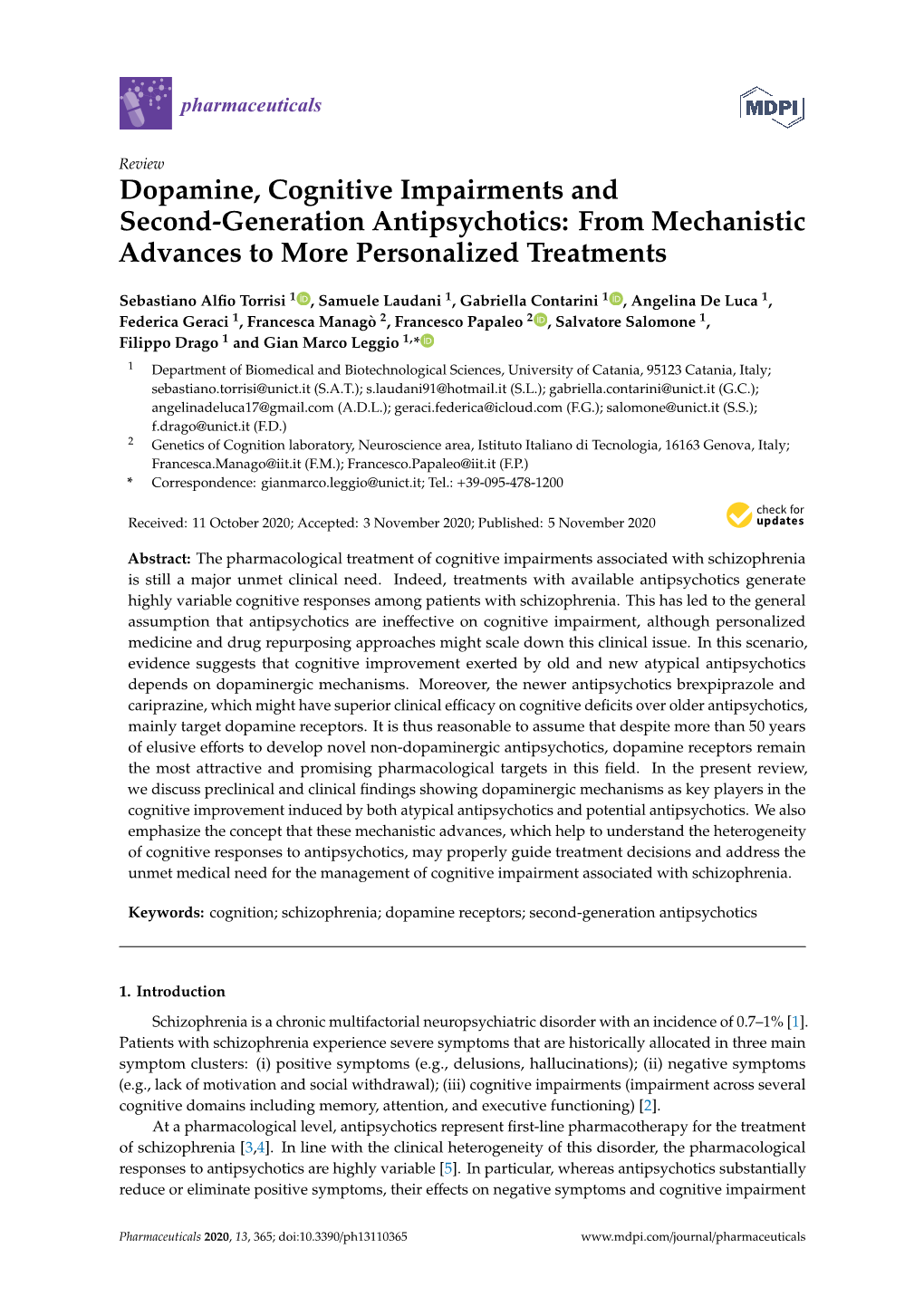 Dopamine, Cognitive Impairments and Second-Generation Antipsychotics: from Mechanistic Advances to More Personalized Treatments