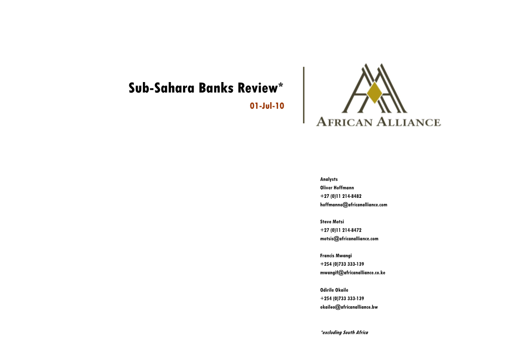 Sub-Sahara Banks Review* 01-Jul-10