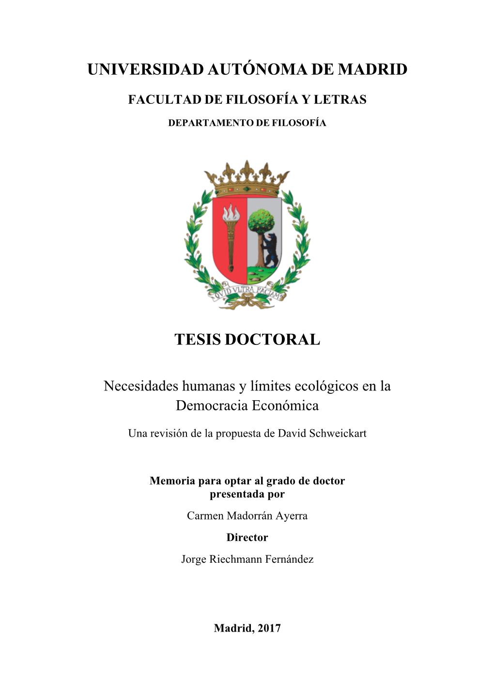 Universidad Autónoma De Madrid Tesis Doctoral