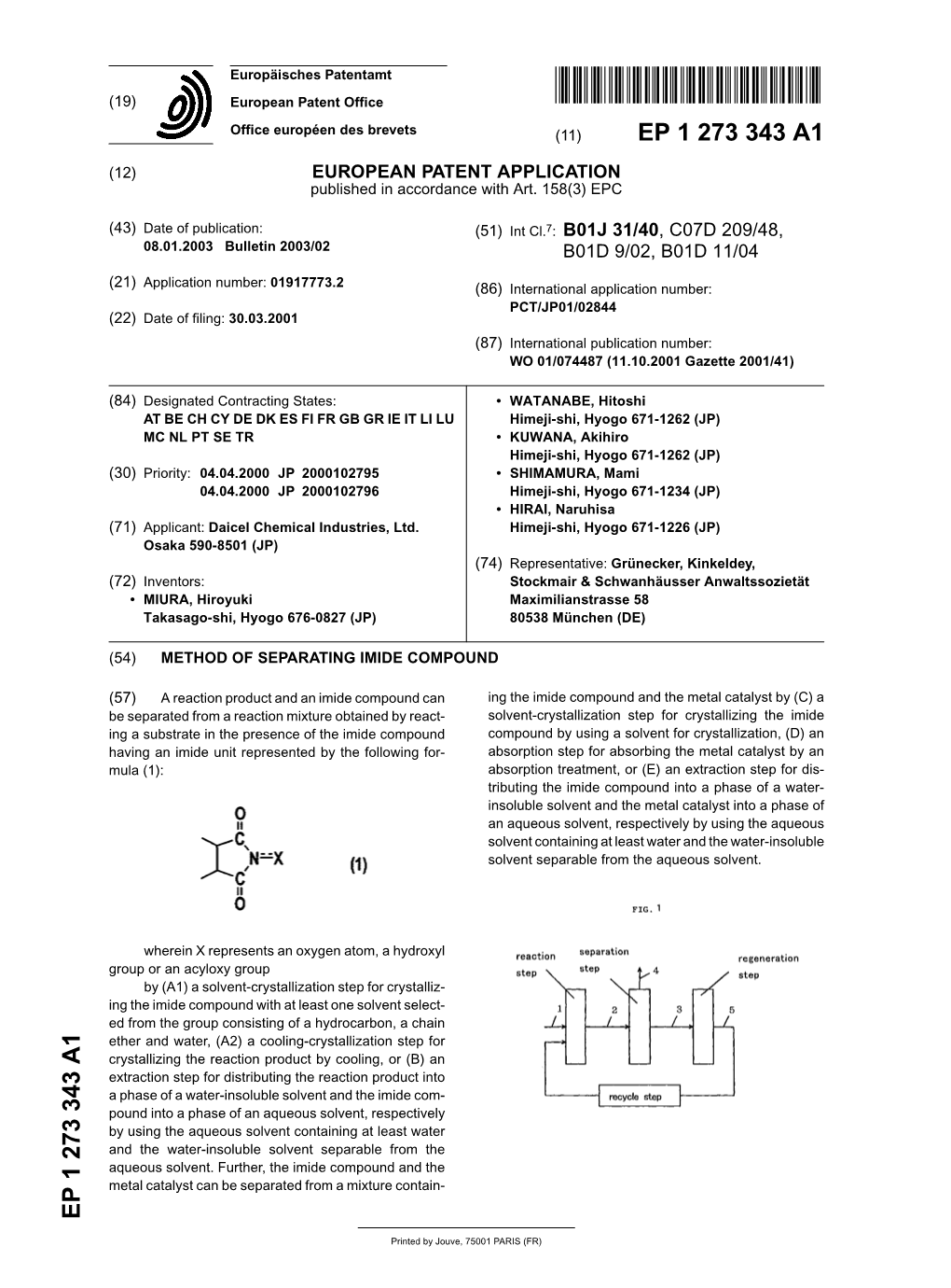 Method of Separating Imide Compound