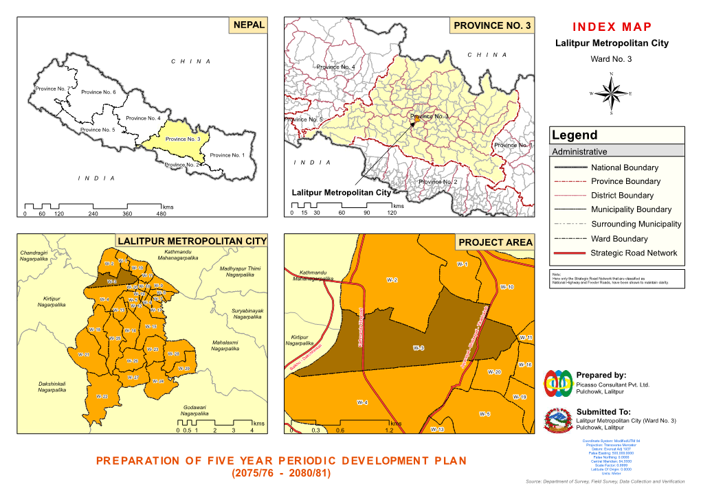 PROVINCE NO. 3 I N D E X M a P Lalitpur Metropolitan City CHINA CHINA Ward No