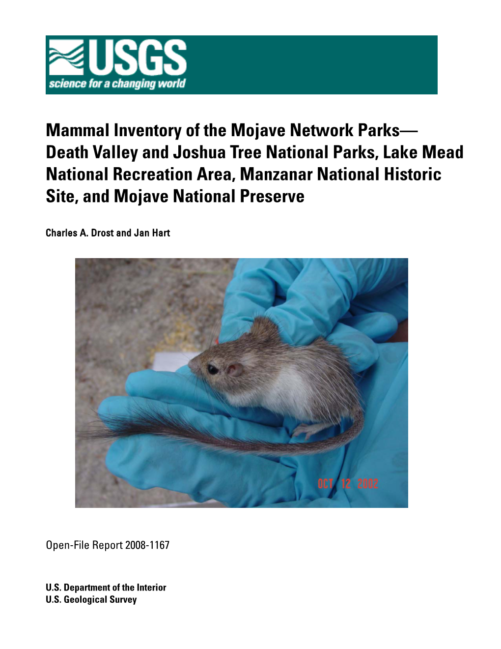 Mammal Inventory of the Mojave Network Parks