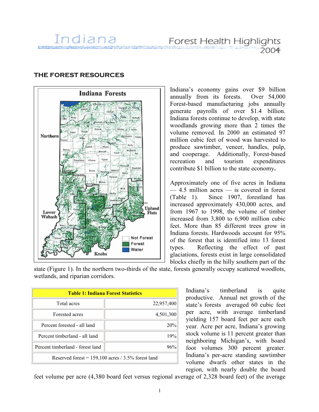 Indiana Forest Health Highlights. 2004