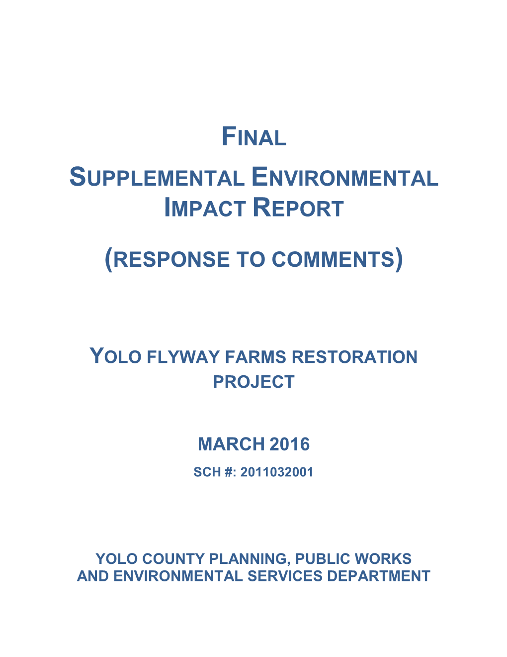 Final Supplemental Environmental Impact Report