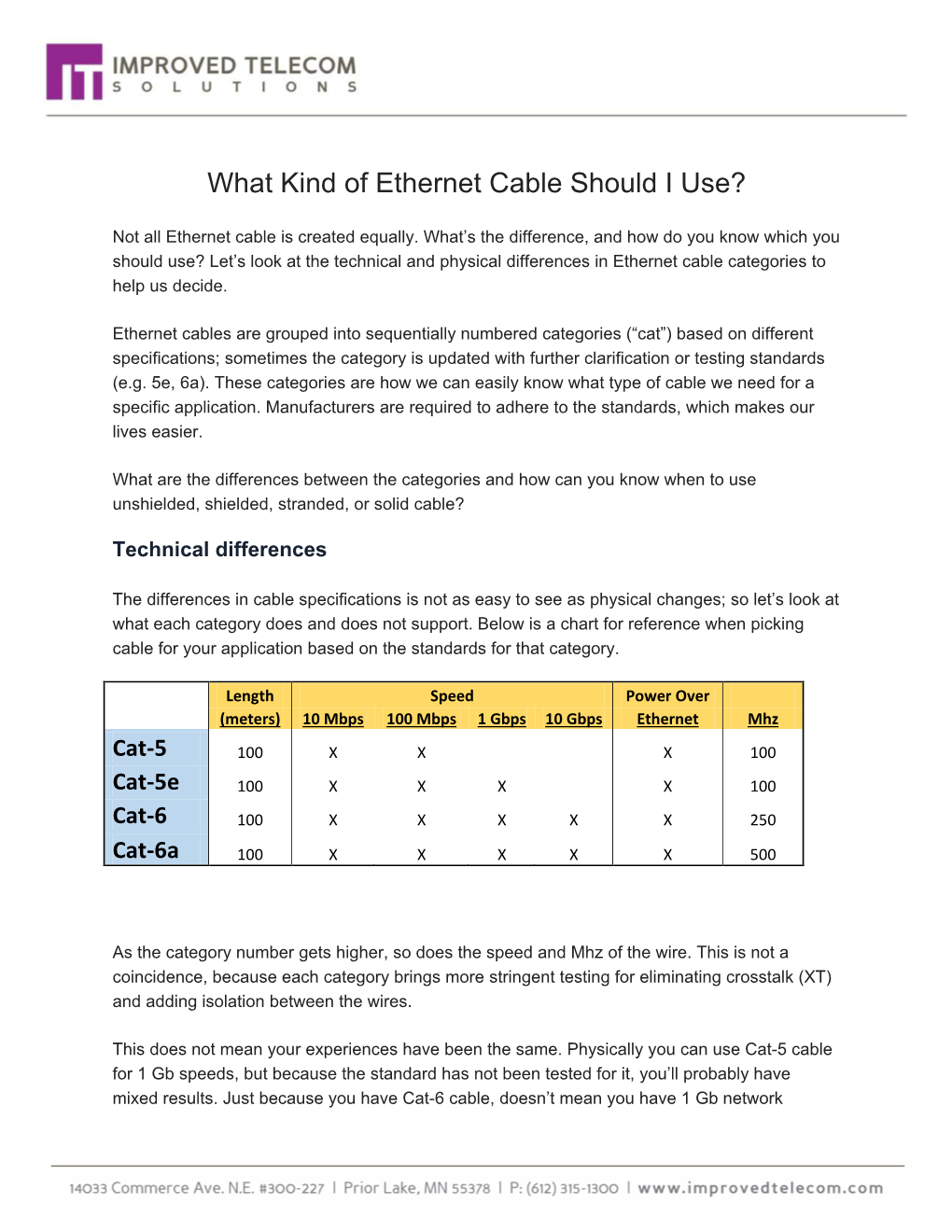 What Kind of Ethernet Cable Should I Use?