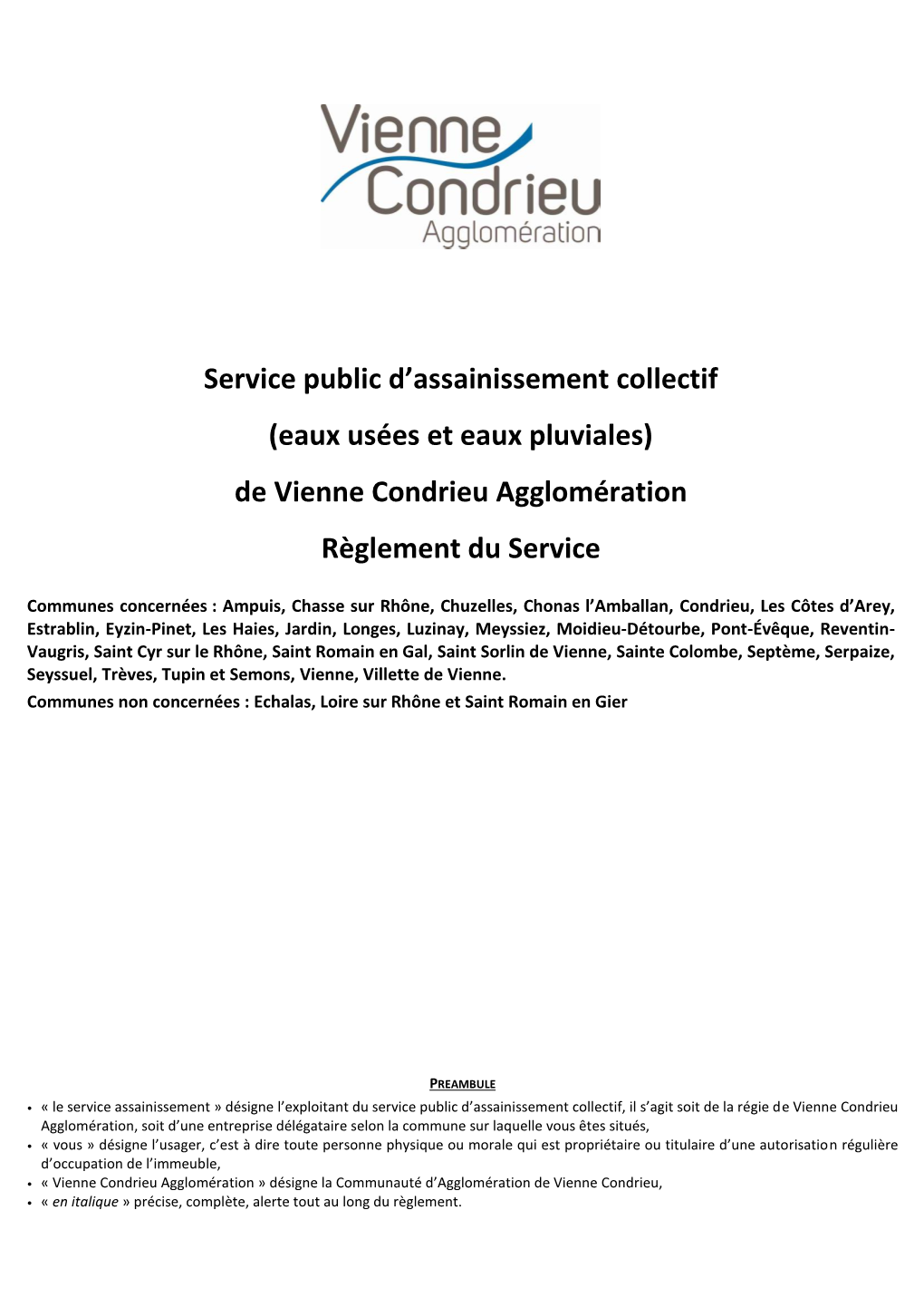 Règlement Du Service Public D'assainissement