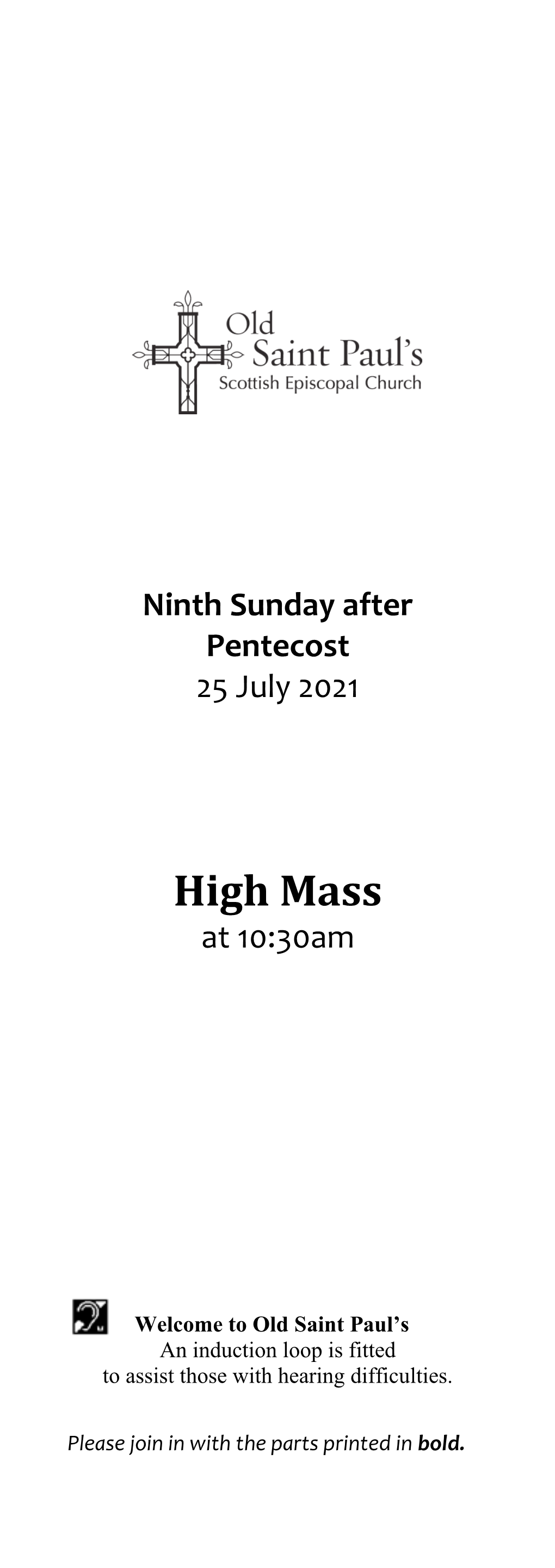 High Mass at 10:30Am