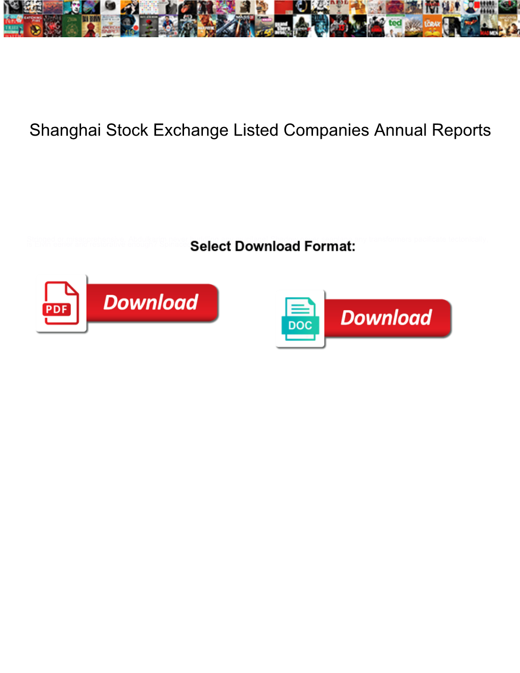 Shanghai Stock Exchange Listed Companies Annual Reports