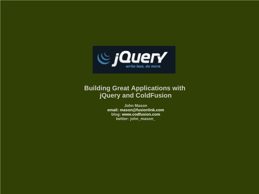 Jquery and Coldfusion