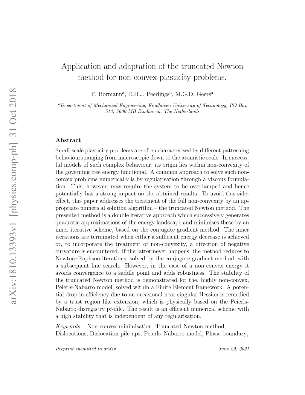 Application and Adaptation of the Truncated Newton Method for Non-Convex Plasticity Problems