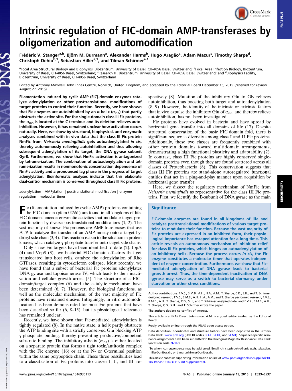 Intrinsic Regulation of FIC-Domain AMP-Transferases by Oligomerization