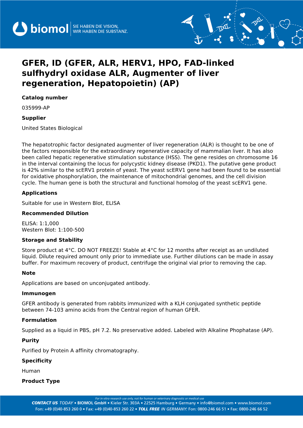 Usbiological Datasheet