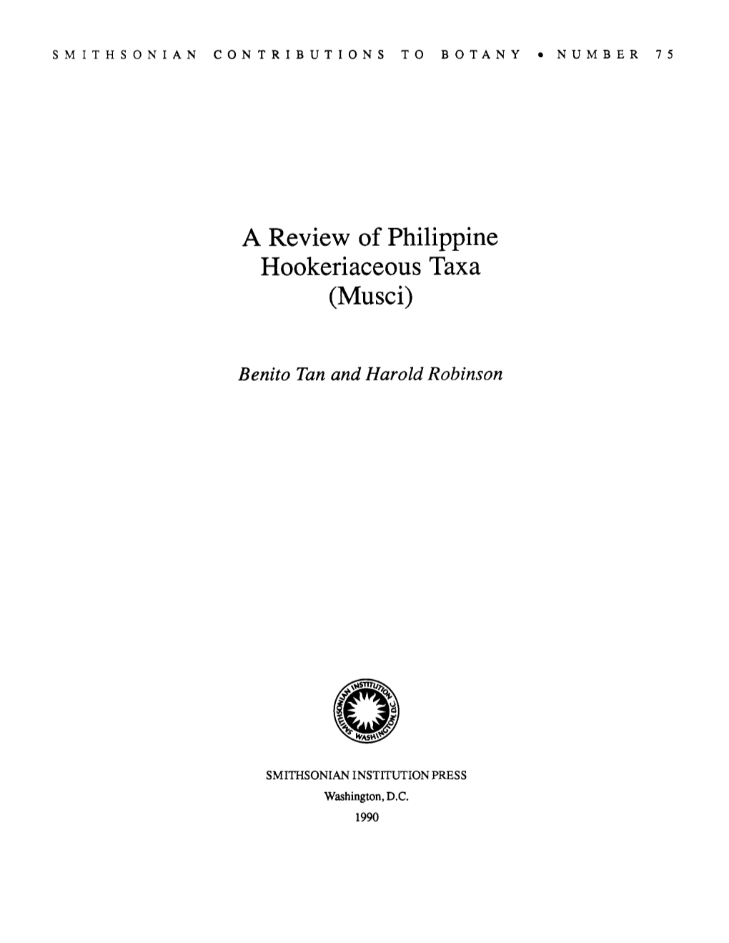 A Review of Philippine Hookeriaceous Taxa (Musci)