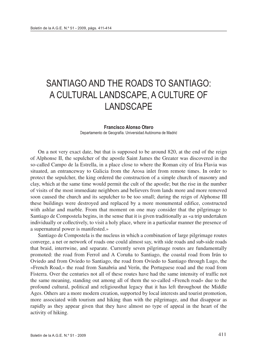 Santiago and the Roads to Santiago: a Cultural Landscape, a Culture of Landscape