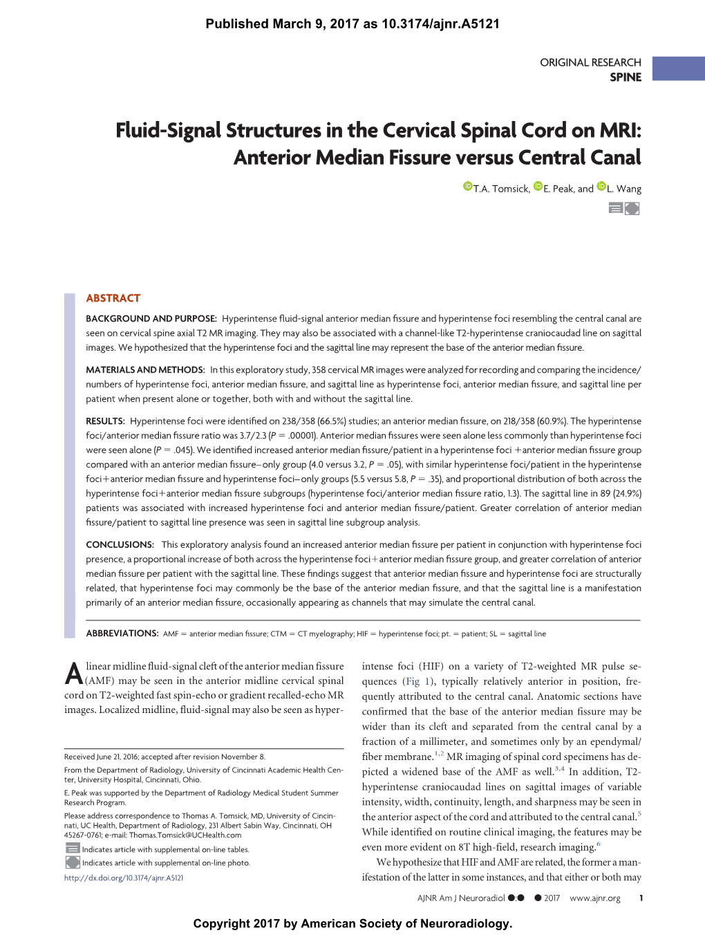 Anterior Median Fissure Versus Central Canal