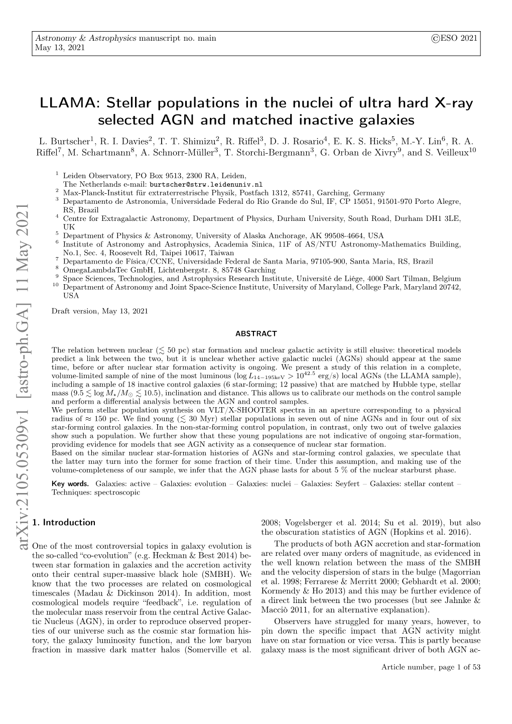 LLAMA: Stellar Populations in the Nuclei of Ultra Hard X-Ray Selected AGN and Matched Inactive Galaxies L